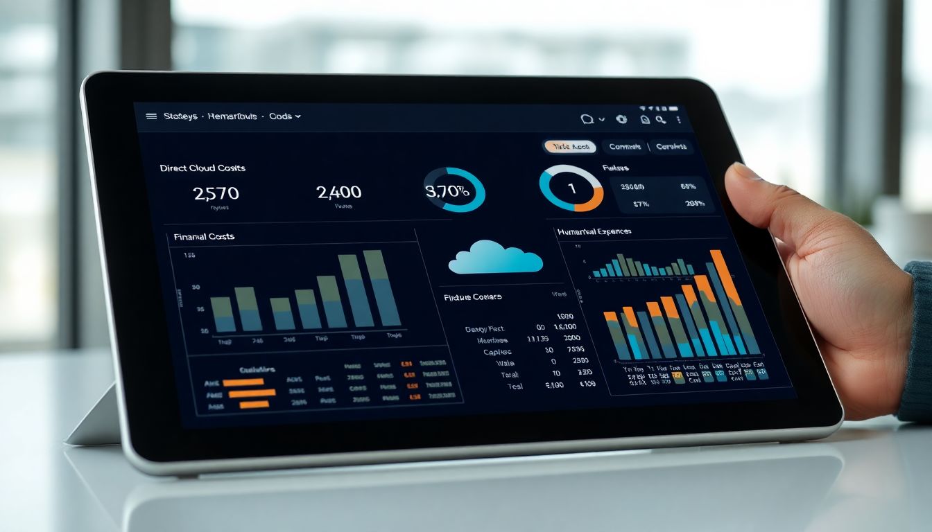 클라우드 비용과 인건비를 포함한 총 소유 비용을 분석하는 전문적인 데이터 대시보드