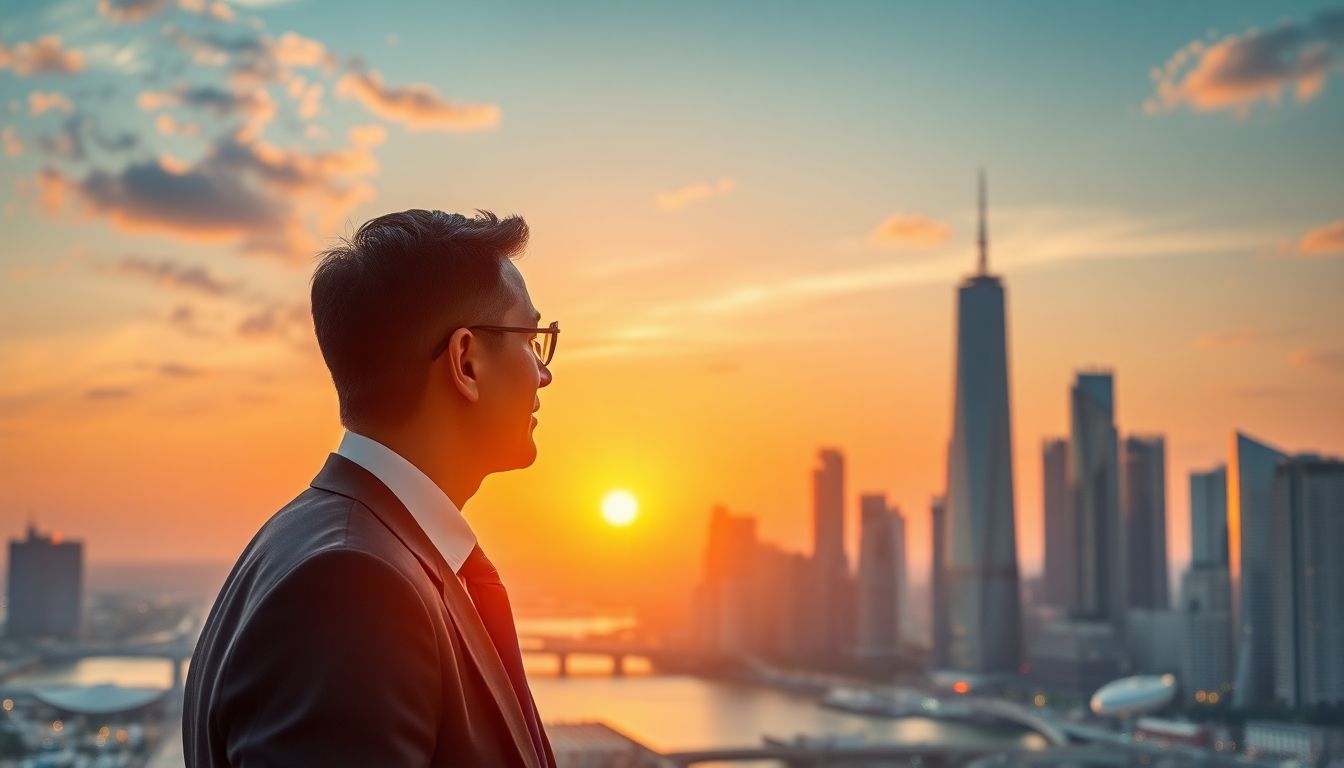 클라우드 기술을 기반으로 성공적인 비즈니스 성장을 이룬 미래적인 도시 전경